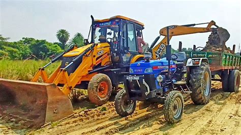 Powertrac Euro Tractor Dx Jcb Loading Machine Vs Loading In Jcb