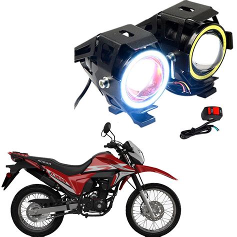 Kit Led Farol Milha Moto Honda Xr 190 2016 Angel Eye U7 Submarino