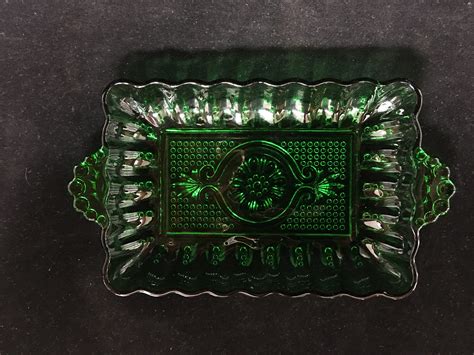 Vintage Small Emerald Depression Glass Tray