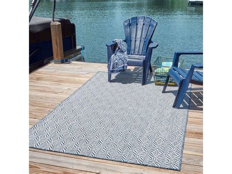 Tapis Extérieur Et Intérieur Moderne Motif Géométrique Bleu 160x230cm