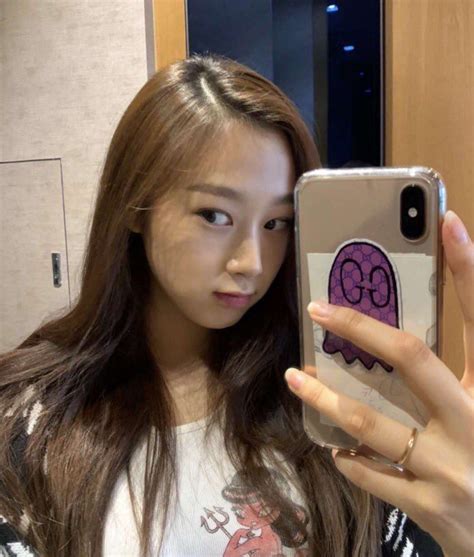 Aespa Kpop Group Member Giselle Taking A Selfie On Her Apple Iphone