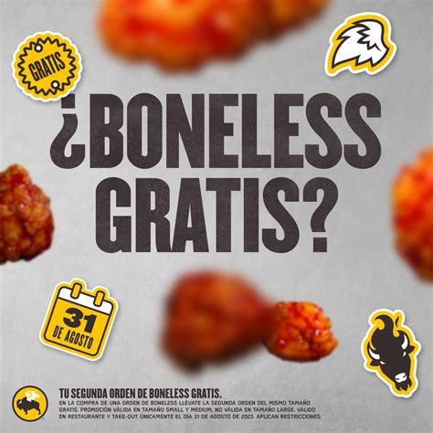 En Buffalo Wild Wings Segunda Orden De Boneless Gratis Este 31 De Agosto