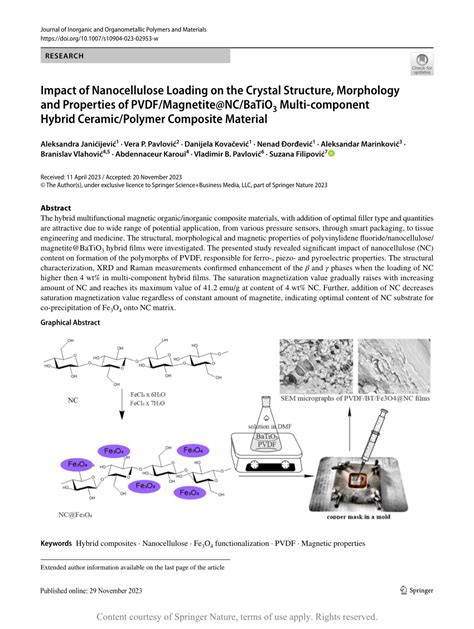 Impact Of Nanocellulose Loading On The Crystal Structure Morphology