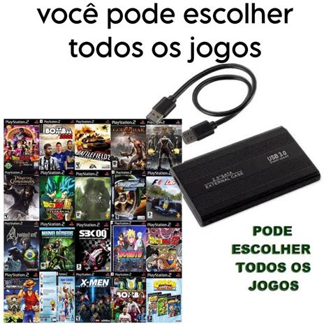 HD externo Playstation 2 ps2 lotado de jogos Escorrega o Preço