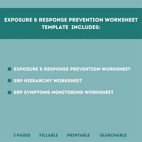 Exposure Response Prevention Worksheet Editable Fillable