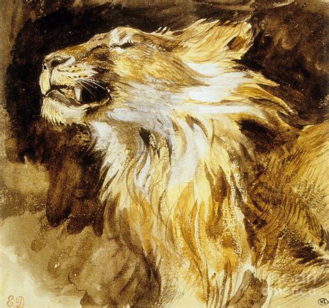 Roaring Lion Painting By Ferdinand Victor Eugene Delacroix Pixels