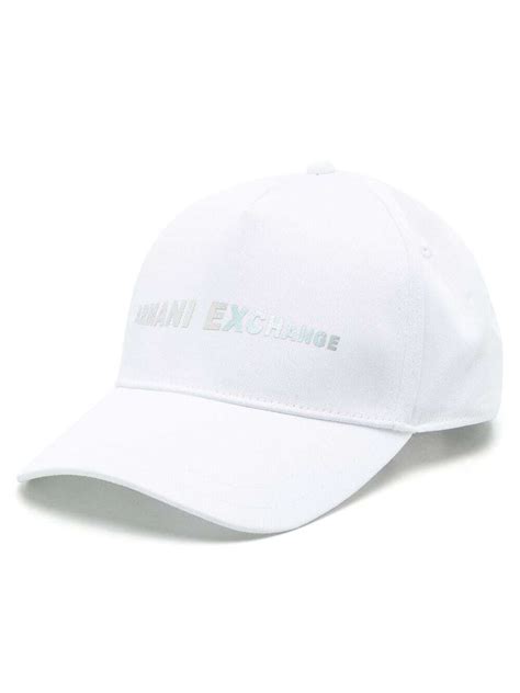 Armani Exchange Logo-Print Curved-Peak Cap In White - 40% Off ...
