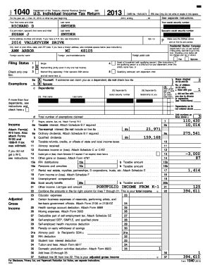 Fillable Online US Individual Income Tax Return RICHARD D