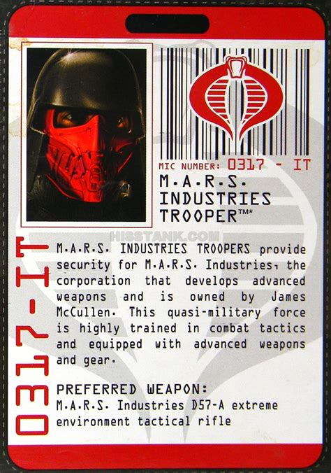 M A R S Industries Trooper G I Joe Toy Database And Checklists