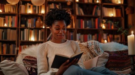 Premium Photo A Black Woman Hosting A Virtual Book Club From Her Home