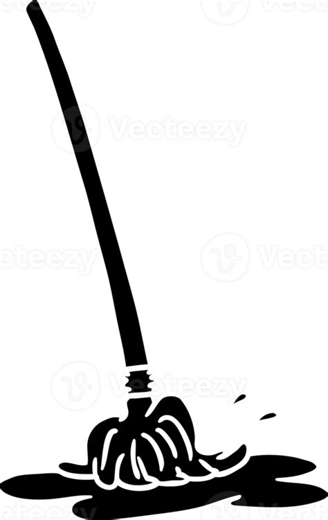 Wet Cartoon Mop Solid Black Icon 45457619 Png