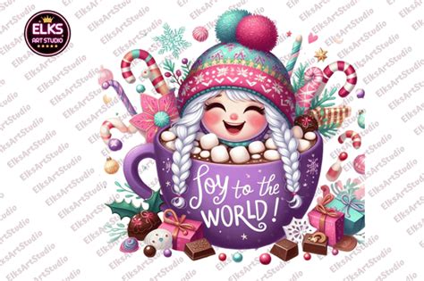 Watercolor Hot Cocoa Girl Gnomes Clipart Graphic By Elksartstudio