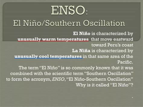 Ppt Enso El Ni O Southern Oscillation Powerpoint Presentation Free