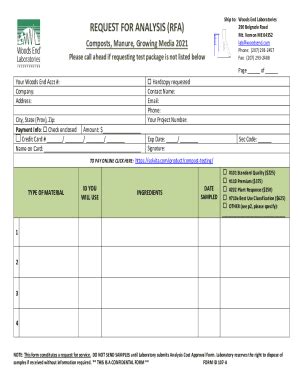 Fillable Online REQUEST FOR ANALYSIS RFA Fax Email Print PdfFiller