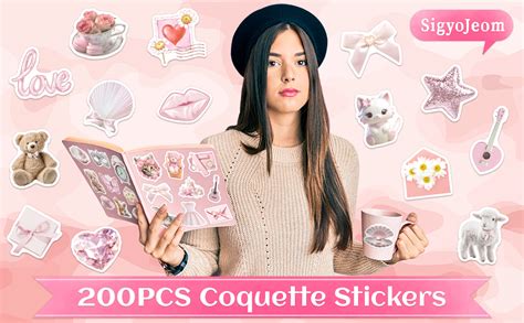 Sigyojeom 200 Pcs Coquette Stickers For Water Bottles Pink