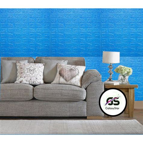 Jual OK Wallpaper Foam 3D Bata Warna Biru Tua Premium Wallpaper