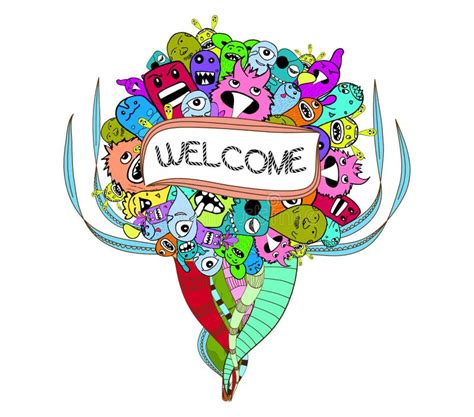 Monster Doodle And Welcome Stock Illustration Illustration Of Coloring