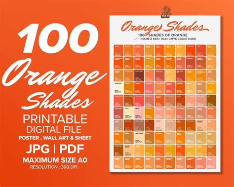 Pantone Color Chart Orange