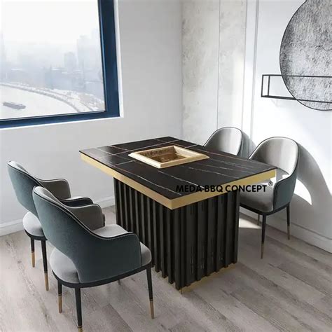 Wholesale Shabu Shabu Table With Square Hot Pot For Restaurant
