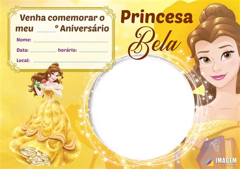 Convite de Aniversário Princesa Bela Imagem Legal