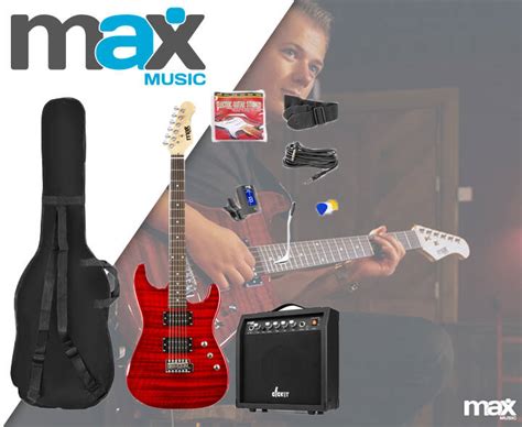 Zestaw Gitara Elektryczna Gigkit Max Ciemnoczerwona Wzmacniacz Tuner