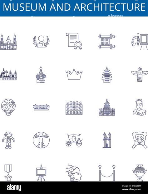 Museum And Architecture Line Icons Signs Set Design Collection Of