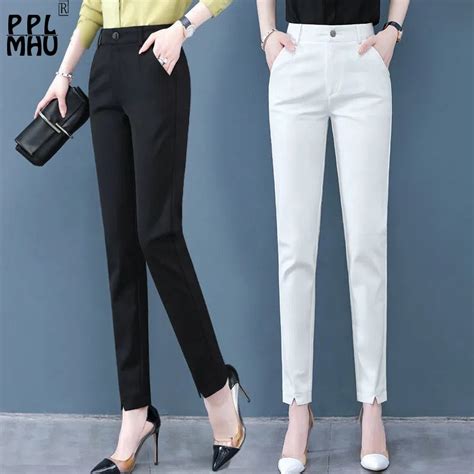 Klassieke Hoge Taille Pak Broek Vrouwen Office Lady Lente Potlood