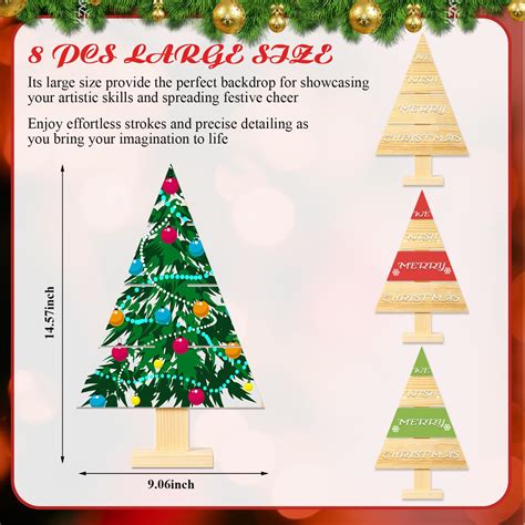 Suzile 8 Pcs Large Size Wooden Christmas Tree DIY Unfinished Christmas