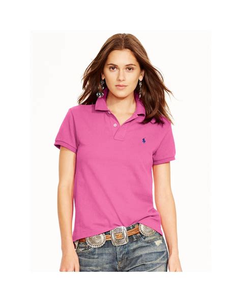 Polo Ralph Lauren Classic Fit Polohemd Aus Piqué In Pink Lyst