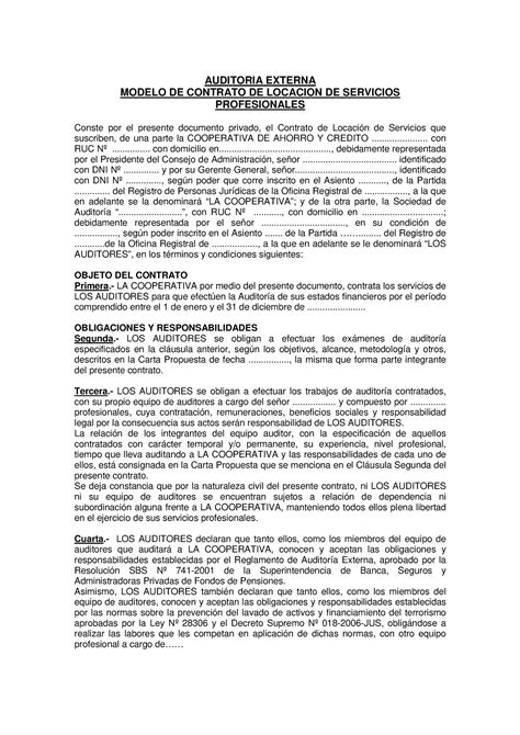 Introducir Imagen Modelo De Contrato De Servicios De Auditoria