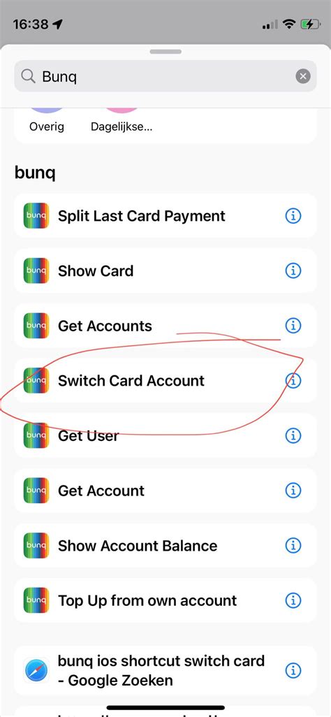 IOS Shortcuts To Switch Card Bunq Together