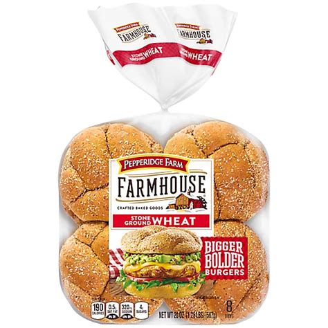 Pepperidge Farm Farmhouse Hearty Buns Wheat Stone Ground 8 Count 20 Oz Shaw S