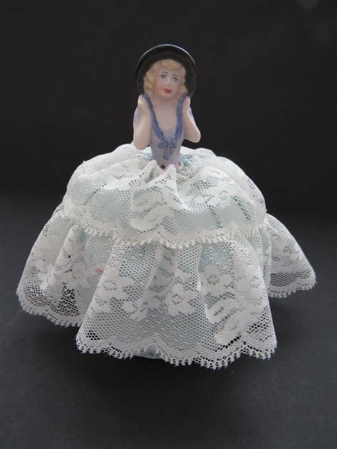 Vintage Half Doll Pin Cushion With White Lace Skirt Sewing Etsy Pin