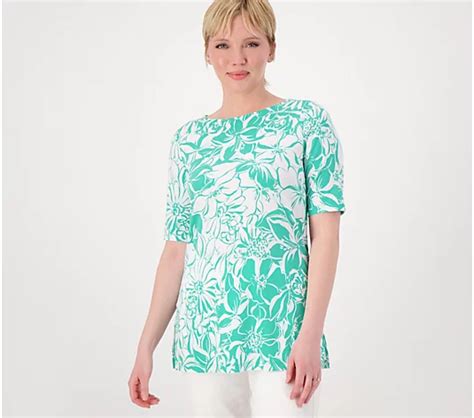 Susan Graver Printed Regular Liquid Knit Bateau Neck Tunic