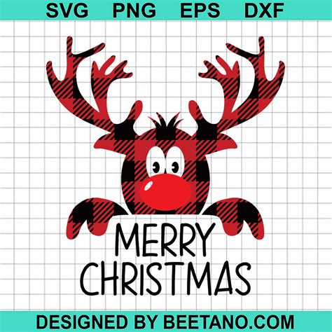 Buffalo Plaid Reindeer Merry Christmas Svg Cut File For Cricut