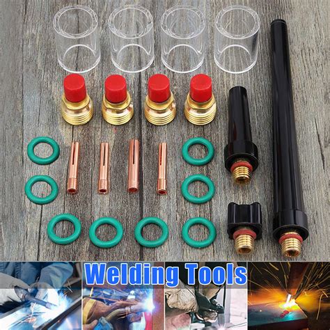 23Pcs TIG Welding Torch Gas Lens 10 Glass Pyrex Cup Collet For WP 9 20