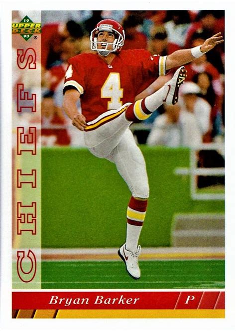 1993 Upper Deck Kansas City Chiefs Kc5 Bryan Barker Trading Card