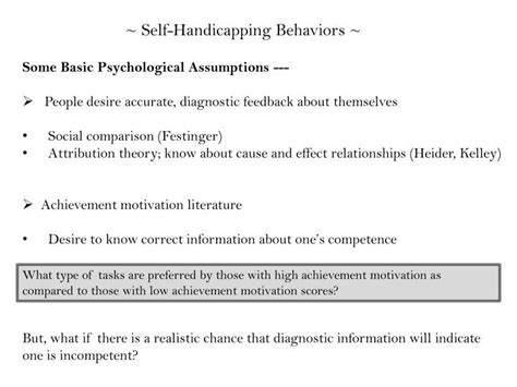 PPT - ~ Self-Handicapping Behaviors ~ PowerPoint Presentation, free download - ID:3009410