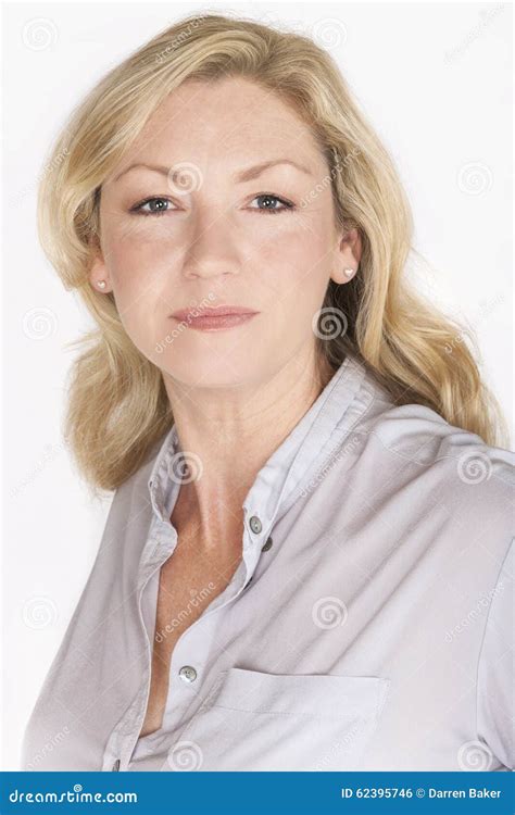 Studio Portrait Attractive Middle Aged Woman Stock Photo Image Of