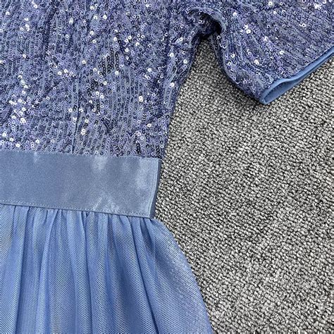 MauriBella Dusty Blue Sequin Top Tulle Bridesmaid Dresses