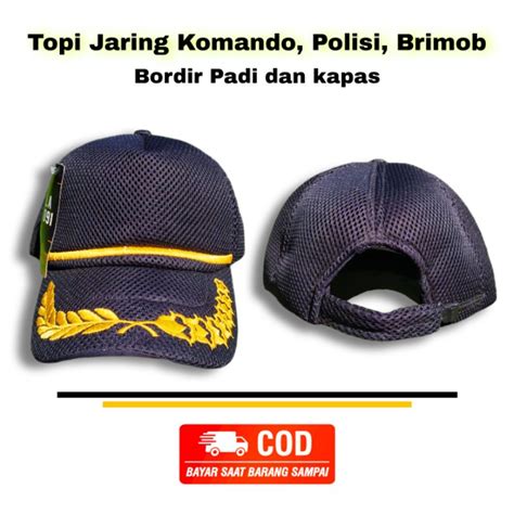 Jual Topi Jaring Komando Tni Brimob Army Bordir Padi Dan Kapas