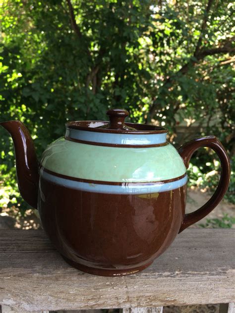 Vintage 1950s Sadler Striped Brown Betty Teapot Large 5 Etsy Tea