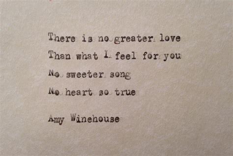 Amy Winehouse There is No Greater Love lyrics hand typed on