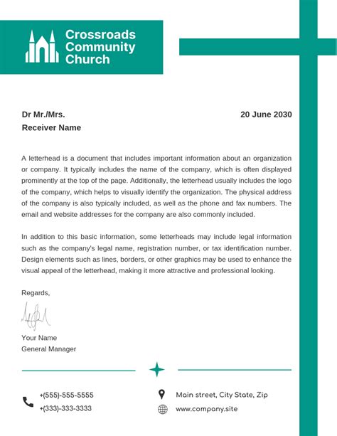 White And Green Simple Church Letterhead Template