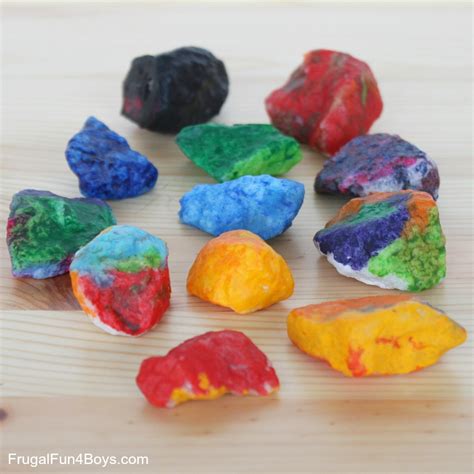 Melted Crayon Rocks Simple Art Project For Kids Frugal Fun For Boys