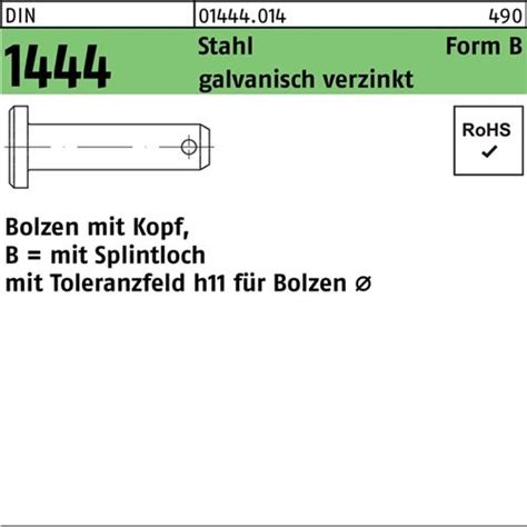 Bolzen Din Iso Kopf Splintloch B X Stahl Galv Verz