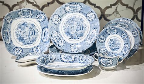 Antique Ridgways England Blue Flow China Oriental Pattern C S Etsy