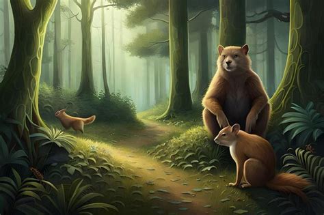 Premium Photo | A magic animals in a dark fantasy forest