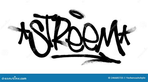 Sprayed Streem Font Graffiti With Overspray In Black Over White Vector