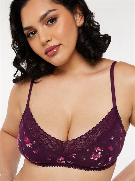 Cotton Essentials Lace Trim Bralette In Multi Purple Savage X Fenty